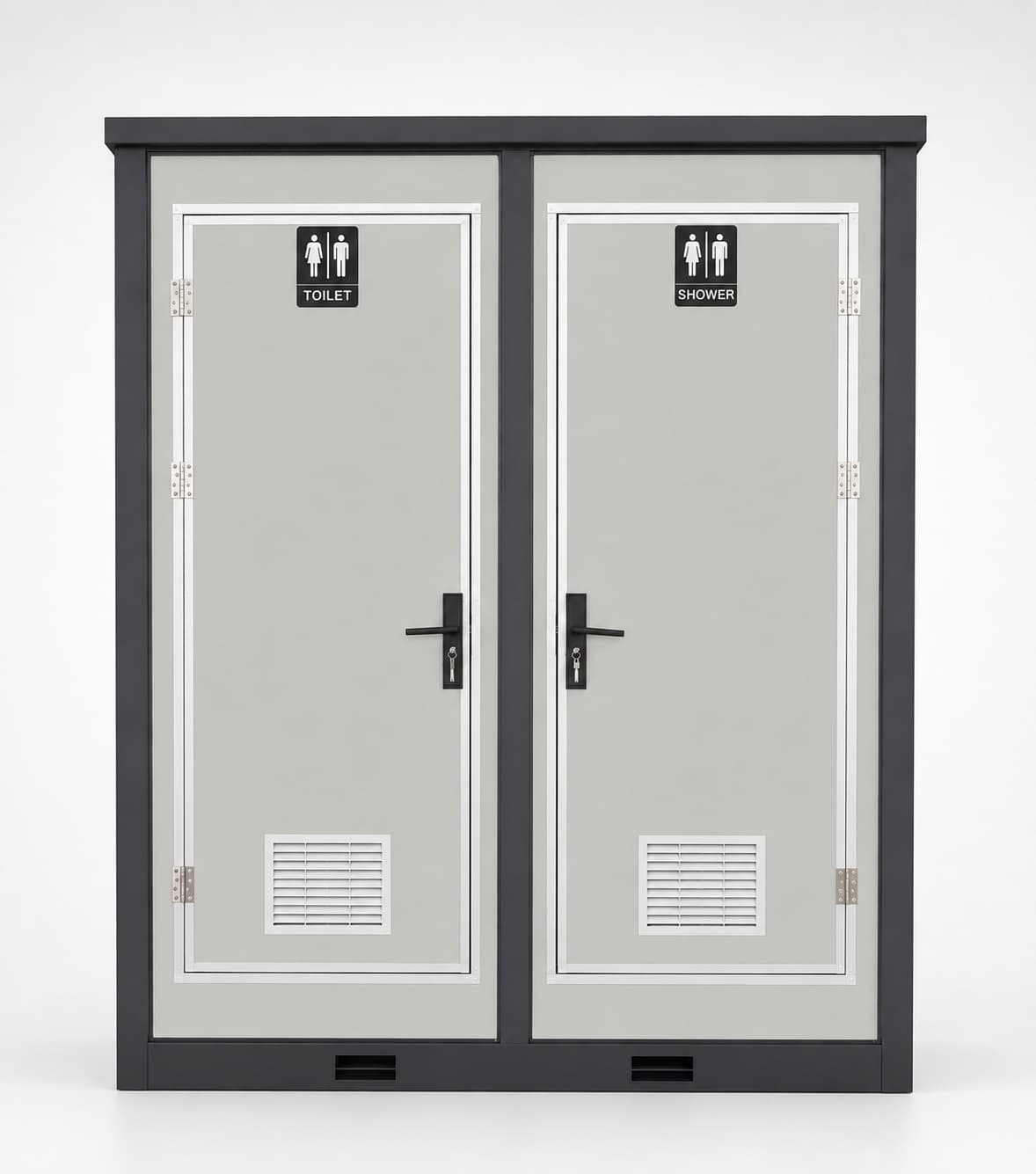 NOVAMOD Sport Duo — dual modular unit with toilet and shower, exterior view